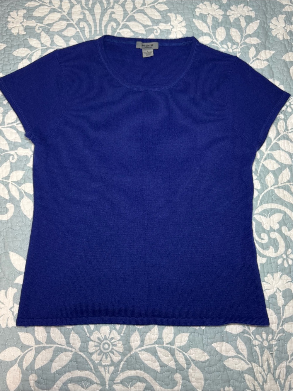 New Premise 100% Cashmere Short Sleeve Crewneck Sweater L